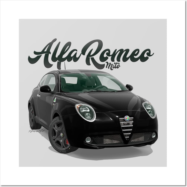 ALFA ROMEO Mito black front Wall Art by PjesusArt